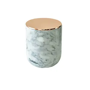 Bocaux de bougie en marbre faits à la main et en pierre naturelle avec couvercles pour décoration de mariage