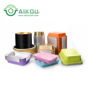 Giá tốt nhất nhà máy thực phẩm hộp dùng một lần khay nướng cốc vàng đen sinh thái thân thiện Takeaway nhôm lá bao bì thực phẩm container - Product Image 3