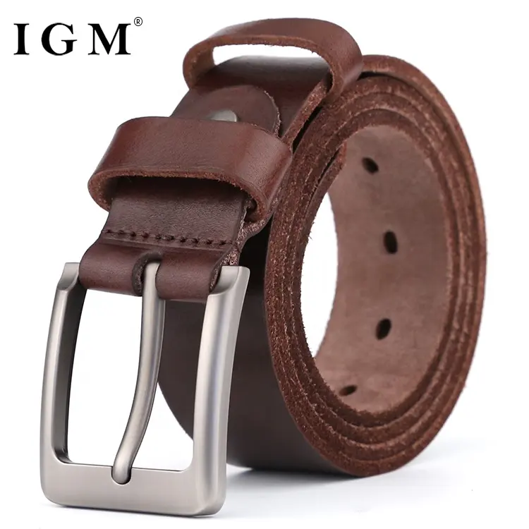 100% Cowhide Classic Men Genuine Leather Belts with Pin Buckle
