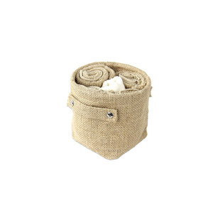Organizer Box Bins <strong>Jute</strong> Storage <strong>Basket</strong> Mini Desk Storage <strong>Basket</strong> for Cotton Linen Foldable <strong>Basket</strong> With Handle - Product Image 5