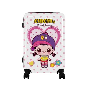 wholesale custom design printing hard luggage for children trolley travel bag manufacturer pc suitcase