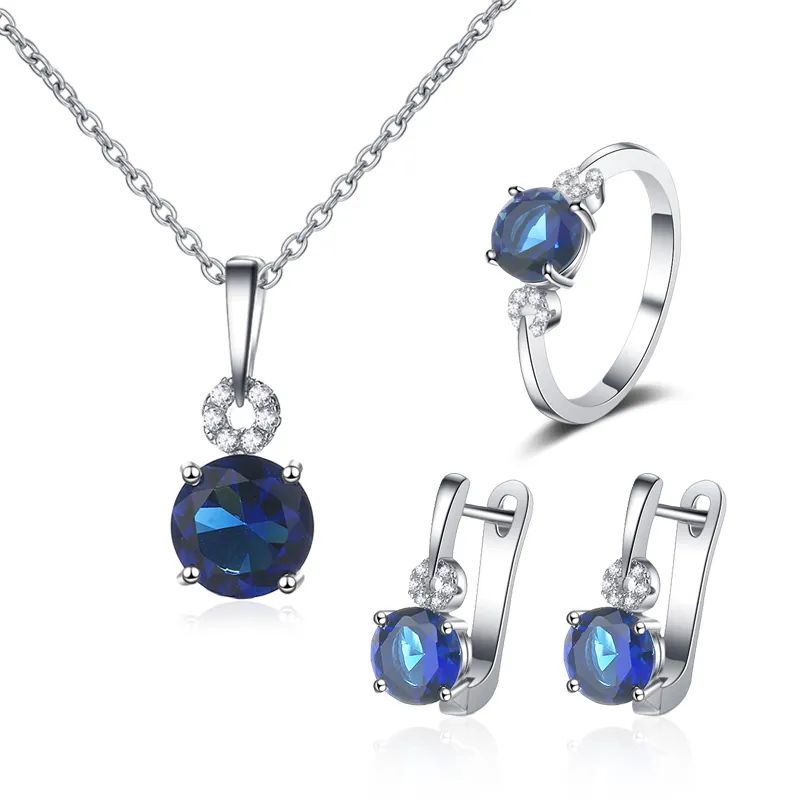 ZHILIAN Wedding Jewelry Luxury Necklace Earrings Set 925 Sterling Silver Ladies Sets For Women
