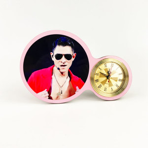 <span class=keywords><strong>Horloge</strong></span> de table <span class=keywords><strong>ronde</strong></span> <span class=keywords><strong>en</strong></span> <span class=keywords><strong>bois</strong></span>, vierge pour sublimation, réveil de bureau - Product Image 1