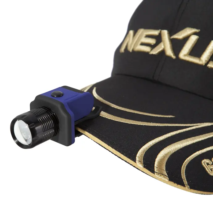 portable led headlamp zoomable focus, light cap light with clip easy clip on hat.