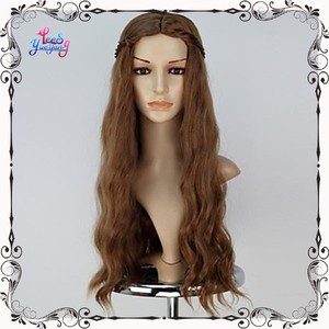 Long Ondulé Brun Thrones Cersei <span class=keywords><strong>Lannister</strong></span> Cosplay Perruque avec Tresse - Product Image 1