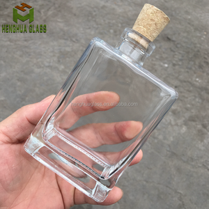 Bouteille de jus en verre super silex, carré français, 10oz, 300ml, pour le whisky, l'alcool, le gin, le rm, le lait, le thé, l'huile d'olive, bouteille en verre avec bouchon - Product Image 2