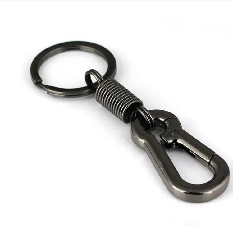 Polished black metal keychain desporto ao ar livre mosquetão chaveiro