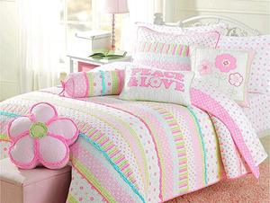 Parure de lit en coton à imprimé floral, couvre-lit réversible, couleur rose, Pastel, à rayures bleues et à pois, nouvelle mode 2020 - Product Image 2