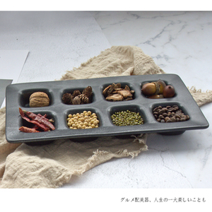 Maison de style japonais/restaurant/hôtel vaisselle utiliser rectangle noir en porcelaine 8 compartiments plats en sauce - Product Image 4