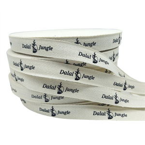 <span class=keywords><strong>Ruban</strong></span> de <span class=keywords><strong>coton</strong></span> à chevrons <span class=keywords><strong>sergé</strong></span> imprimé personnalisé de couleur naturelle de 2cm en gros avec logo - Product Image 1