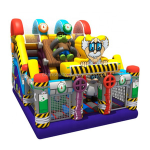 Parco di divertimenti della giungla del fumetto, scivolo rimbalzante gonfiabile del ponticello del castello del campo da giuoco di tema dei bambini - Product Image 1