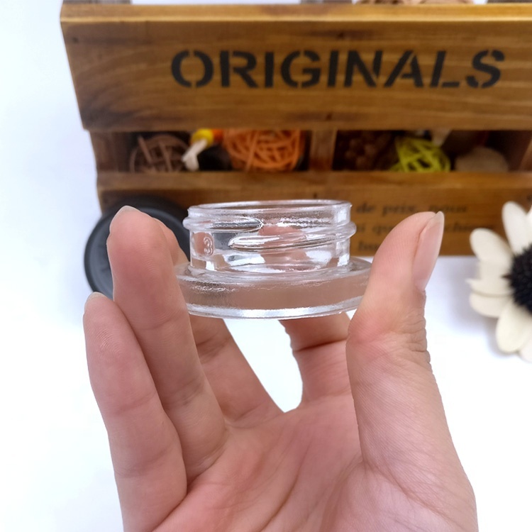Child Resistant Bottle Glass Concentrate Jar Lid Air Tight Container Low Profile 9ml with Black Straight Side Jars Pill