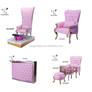 Wholesale pink royal throne chairs nail salon foot spa pedicure chair with base