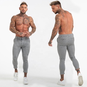Trasporto di goccia di Stile di Modo Grigio Controllato <span class=keywords><strong>Pantaloni</strong></span> Degli Uomini di Controllo <span class=keywords><strong>Pantaloni</strong></span> - Product Image 1