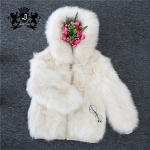 Nueva elegante abrigo de piel peluda Moda abrigo de piel de zorro chaqueta de invierno cálido con piel Real - Product Image 6