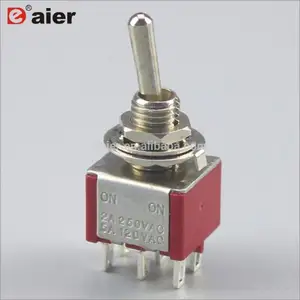 MTS-2033 6a 6mm 6pin 3 posições em miniatura ligar interruptor de alternância 2p3t