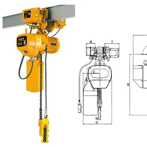 Fabricantes de gruas e guindastes talha elétrica de corrente com gancho ou torlley