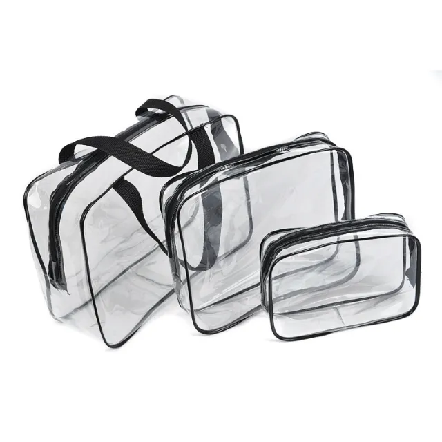 3 adet PVC makyaj Çantası Sapanlar Kristal şeffaf kozmetik çantası Su Geçirmez Ambalaj Organizatör Şeffaf Makyaj Çantası