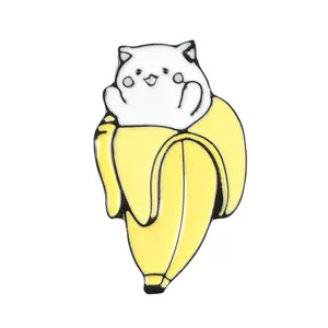 القط الموز المينا دبابيس الكرتون الفاكهة دبابيس شارة الدنيم الجينز طية صدر السترة دبوس