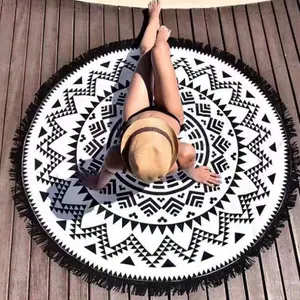 Custom Quick Dry Polyester Fruit Food Printed Mandala Cotton Beach Towel