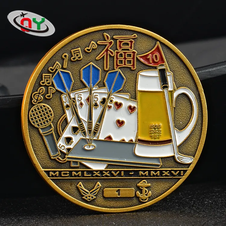Kunden made silber münzen metall militär herausforderung token münze 3d logo metall phantasie alte münzen von china