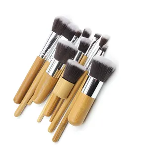 11 Stuks Per Set Professionele Navulbare Bamboe Make-Up Foundation Borstels Bamboe Make-Up Borstel Set Bamboe Make-Up Borstel