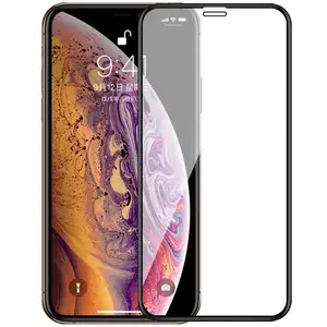 Protector de pantalla de vidrio templado para Iphone X XS MAX XR, pegamento curvo completo táctil 3D