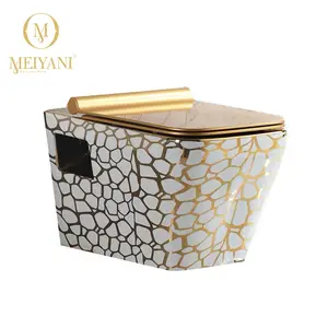MEIYANI — housse de siège de toilette, plaque de salle de bain de luxe, couverture dorée avec suspension murale, couleur or, 1 pièce