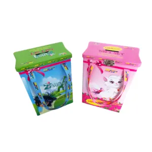 tin can with handle / metal cane hand-held tin case / tin box for children