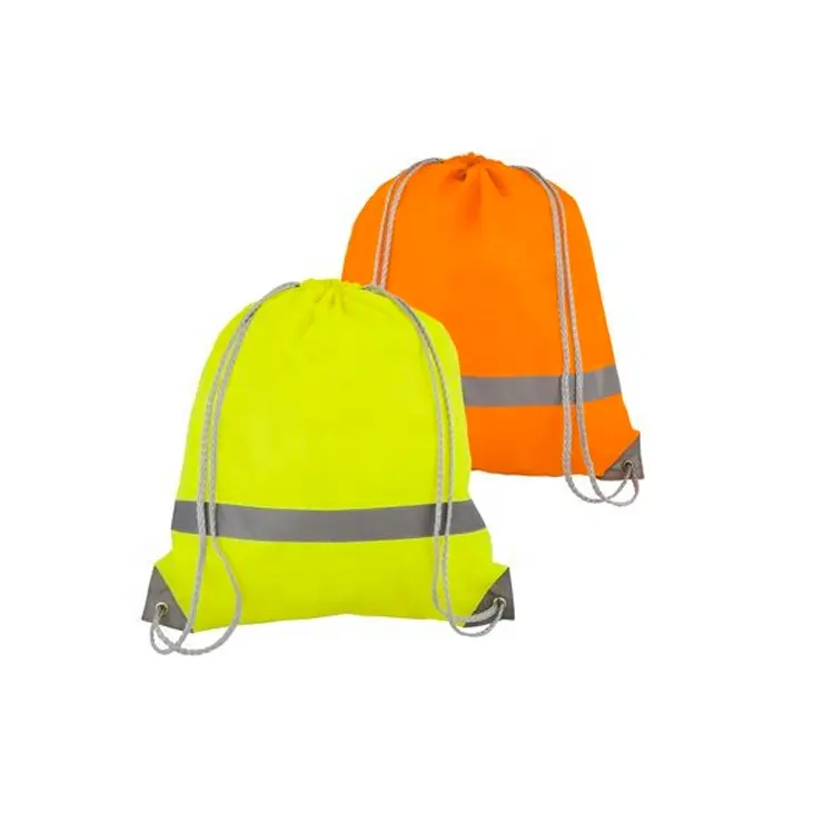 Bag Backpack Reflective High Visibility Drawstring Bag Safety Polyester Cycling Backpack