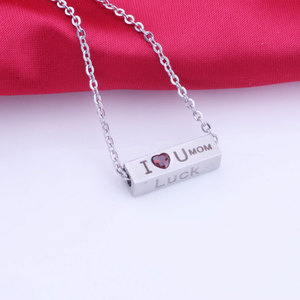 Popular de acero inoxidable, chapado en oro <span class=keywords><strong>blanco</strong></span>, letras cuboides <span class=keywords><strong>Te</strong></span> quiero, mamá, suerte, colgante, collares, día de la madre - Product Image 4