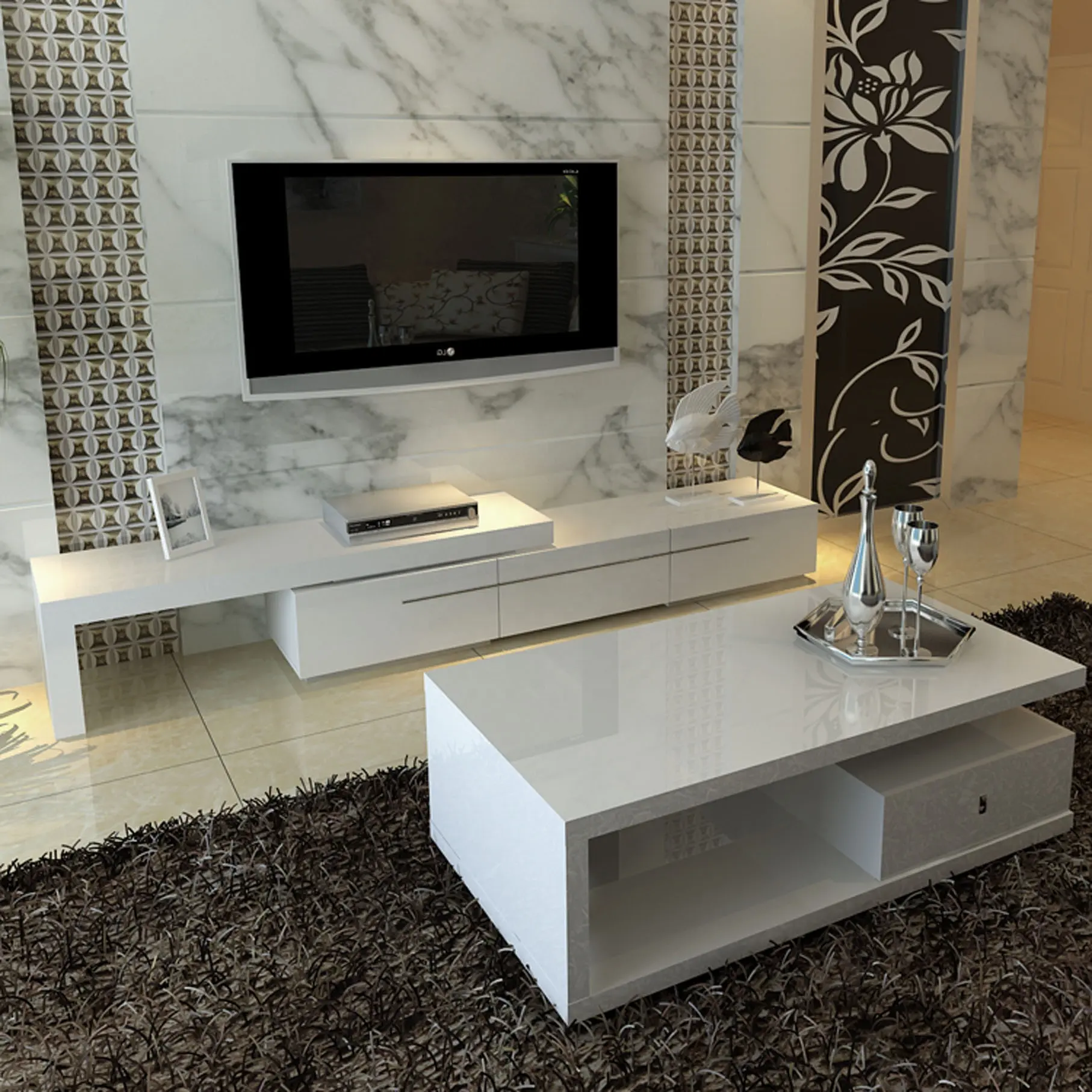 Vermonhouzz muebles modernos LCD TV gabinete escaparate unidades de pared de alta calidad
