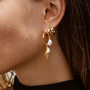 Gemnel 925 In argento Sterling placcato Oro dei monili di Shell Conchiglia <span class=keywords><strong>Orecchini</strong></span> di Goccia <span class=keywords><strong>per</strong></span> la donna - Product Image 6