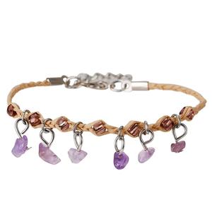 Summer Minimalist Raw <strong>Amethyst</strong> Crystal <strong>Bracelet</strong> Multicolor Stone Weave Rope <strong>Bracelet</strong> for Women - Product Image 2