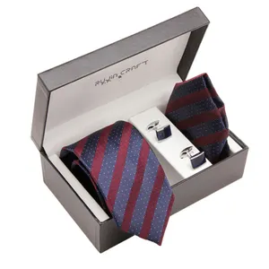 brand name custom business polyester tie and hanky sets for wholesales
