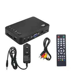 Mini Full 1080P HD Multi Media Player TV BOX 3 Ausgänge/VGA/AV USB & SD Karte HDD Player Media Player Center Fernbedienung