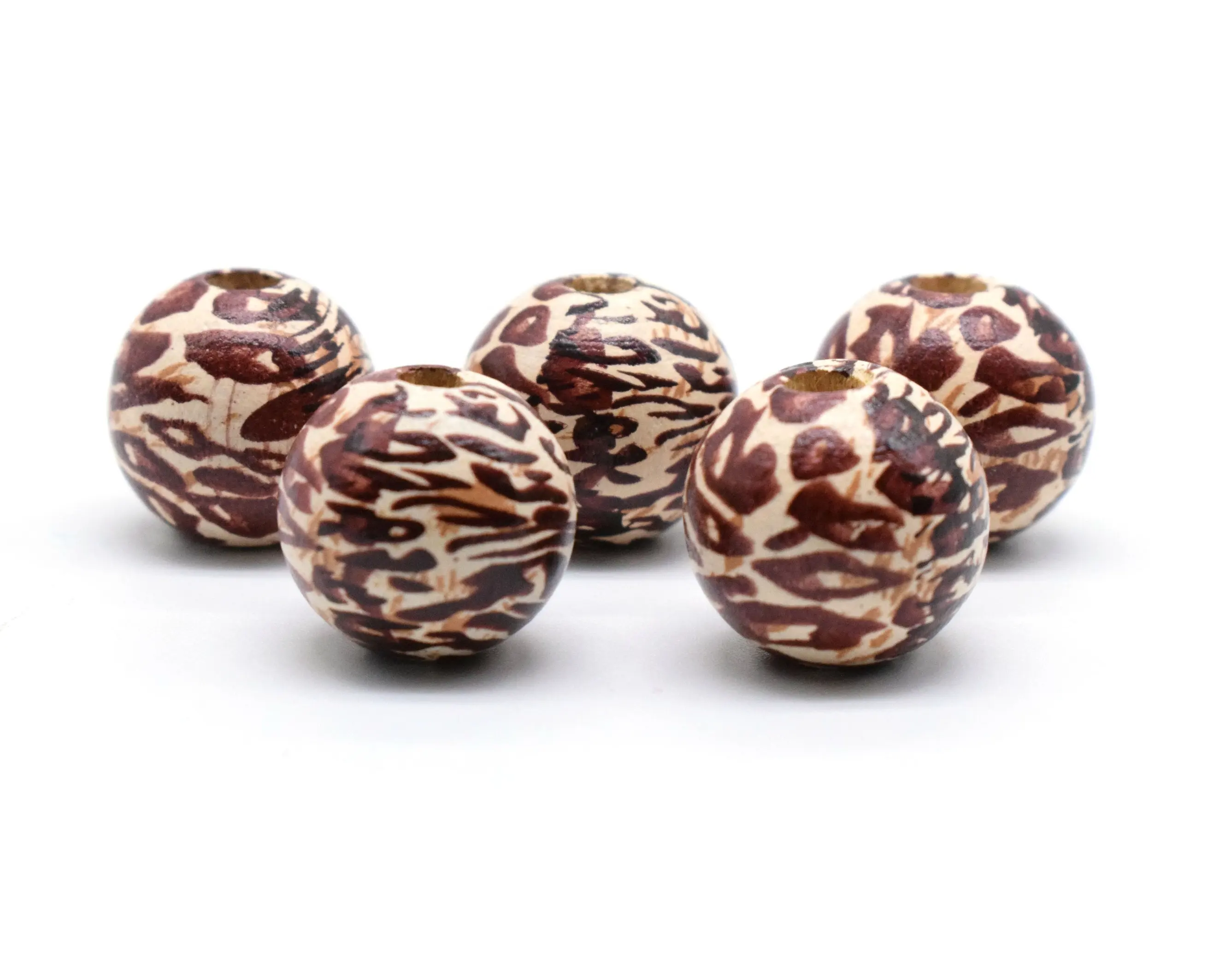 Perles rondes en bois peintes pour la fabrication de bijoux, accessoires pour bricolage, haute qualité, 16mm, motif léopard et tigre
