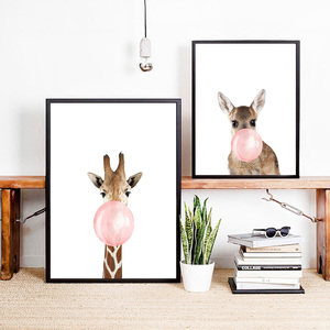 Jirafa Cebra Animal Posters y grabados <span class=keywords><strong>Lienzo</strong></span> Arte Pintura Arte de la pared Guardería Imagen decorativa - Product Image 2