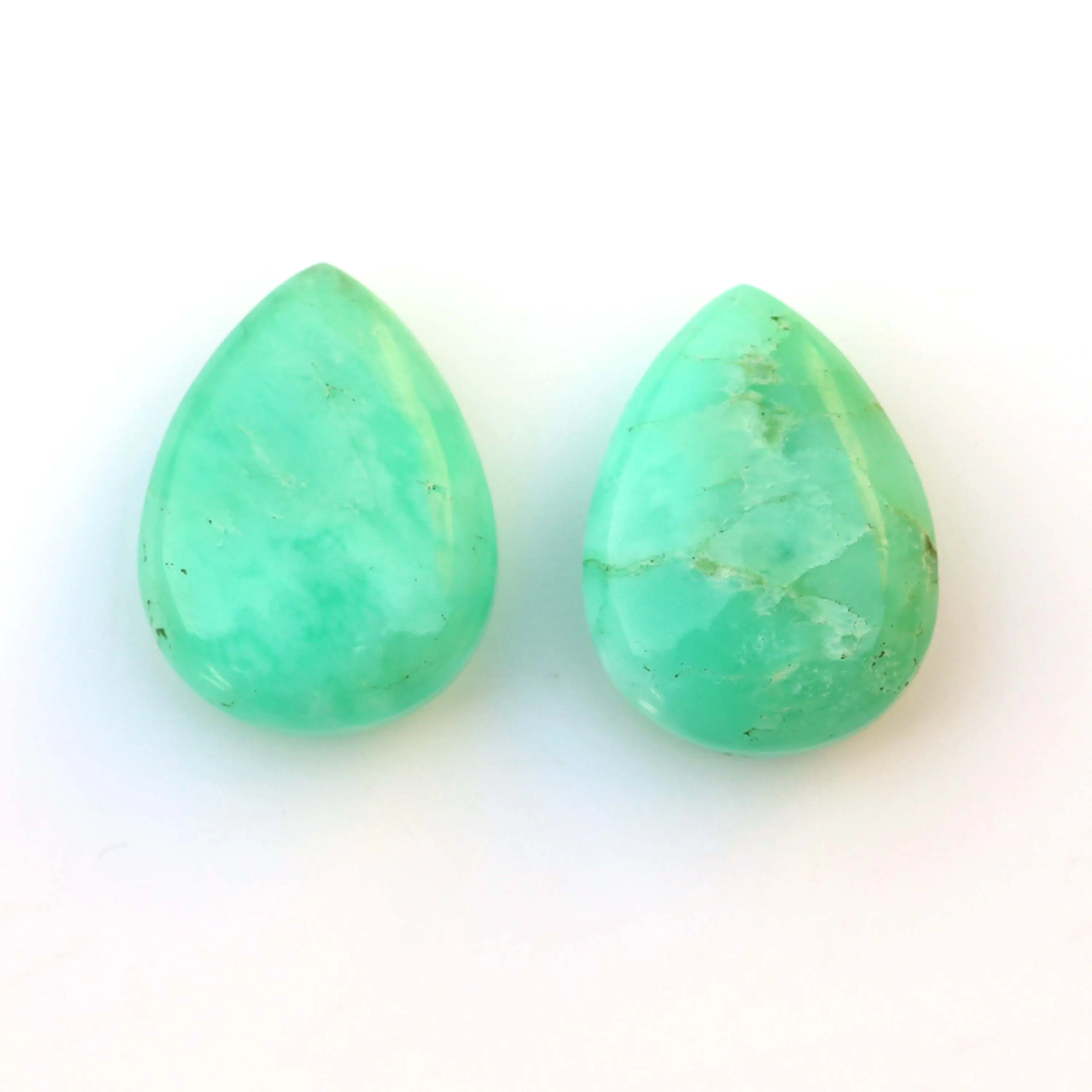 12x16mm kualitas terbaik krim alami hijau krisan halus batu permata pir bentuk Briolette dikalibrasi batu permata membuat perhiasan