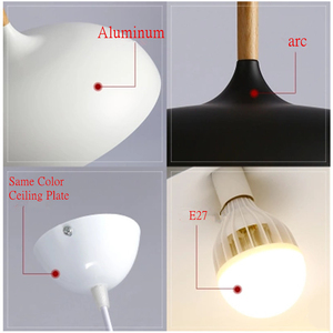 Lampe suspendue en <span class=keywords><strong>bois</strong></span> d'aluminium moderne blanc <span class=keywords><strong>noir</strong></span> design chapeau simple - Product Image 5