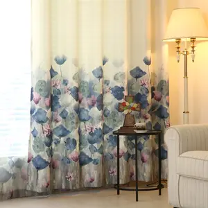 Best selling products window coverings curtain printed sheer floral print tissue curtains fabric for the living room&