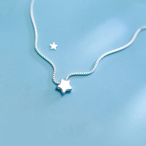 Colliers avec pendentif étoile <span class=keywords><strong>en</strong></span> argent sterling 925 pour femmes, bijoux tendance, petits colliers ras du cou, accessoires - Product Image 1