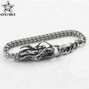 OUMI Mens Biker En Acier Inoxydable Dragon Chaîne <span class=keywords><strong>Gourmette</strong></span> Bracelet Fermoir Style Gothique 8.9 Pouces - Product Image 5