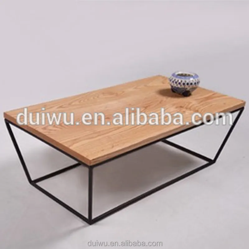 Mobília da sala de madeira maciça mesa de café com pernas de aço
