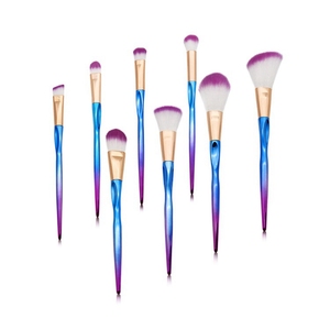 Venta al por mayor 8 unids dedo azul mango <span class=keywords><strong>de</strong></span> madera cepillo <span class=keywords><strong>de</strong></span> maquillaje <span class=keywords><strong>corrector</strong></span> cepillos cosméticos herramientas - Product Image 2