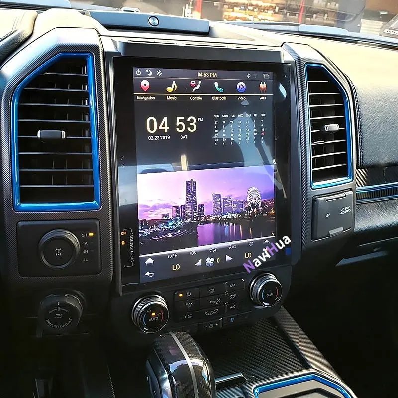 NaviHua Android 12,1 pulgadas pantalla táctil coche DVD GPS Radio navegación sistema Multimedia para estilo Tesla Ford F150 2014-2015