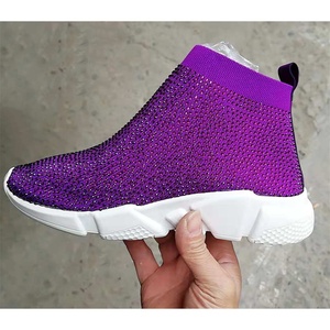 Glitter pedrería cristal diamante ligero calcetín tejido velocidad personalizada zapatillas de deporte - Product Image 2