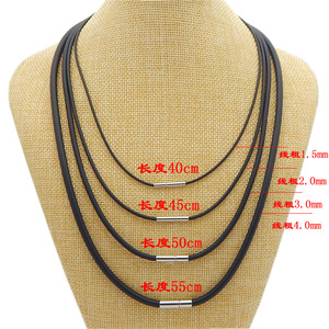 Venta al por mayor de collar de cordón de goma negro sin níquel ambiental 1,5mm/2mm/3mm/4mm 40cm 50cm 60cm con cierre de acero inoxidable - Product Image 5
