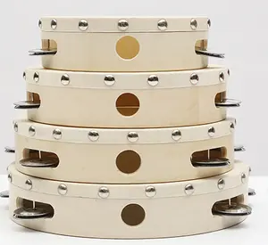 wholesale Manufacturers direct mini tambourine price white sheepskin drum wooden tambourine