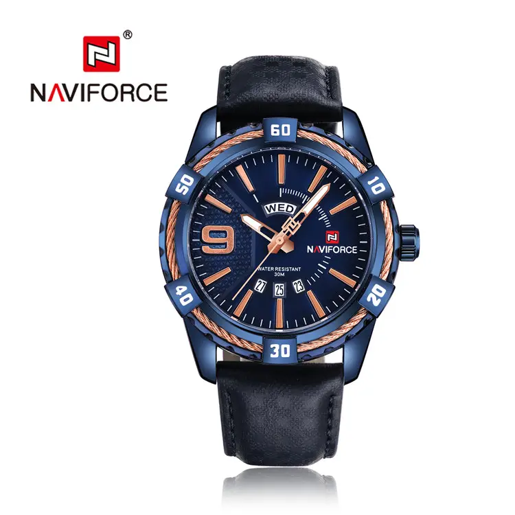 NAVIFORCE 9117 L Новые Роскошные брендовые кварцевые часы мужские повседневные военные спортивные часы с кожаным ремешком наручные часы Внешняя торговля Мужские часы